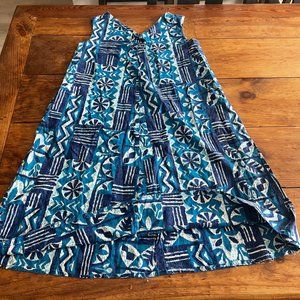 1960's Hawaiian ALU LOLE' Print Block Sleeveless Bark Cloth Dress
